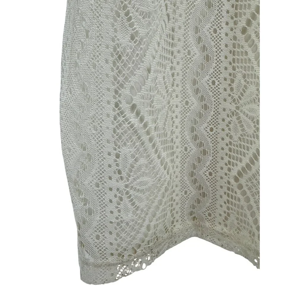 Vtg F21 Cream Lace Ruffle Hem Strapless Maxi Dress | Y2K Coquette Coastal Boho S - Picture 5 of 16